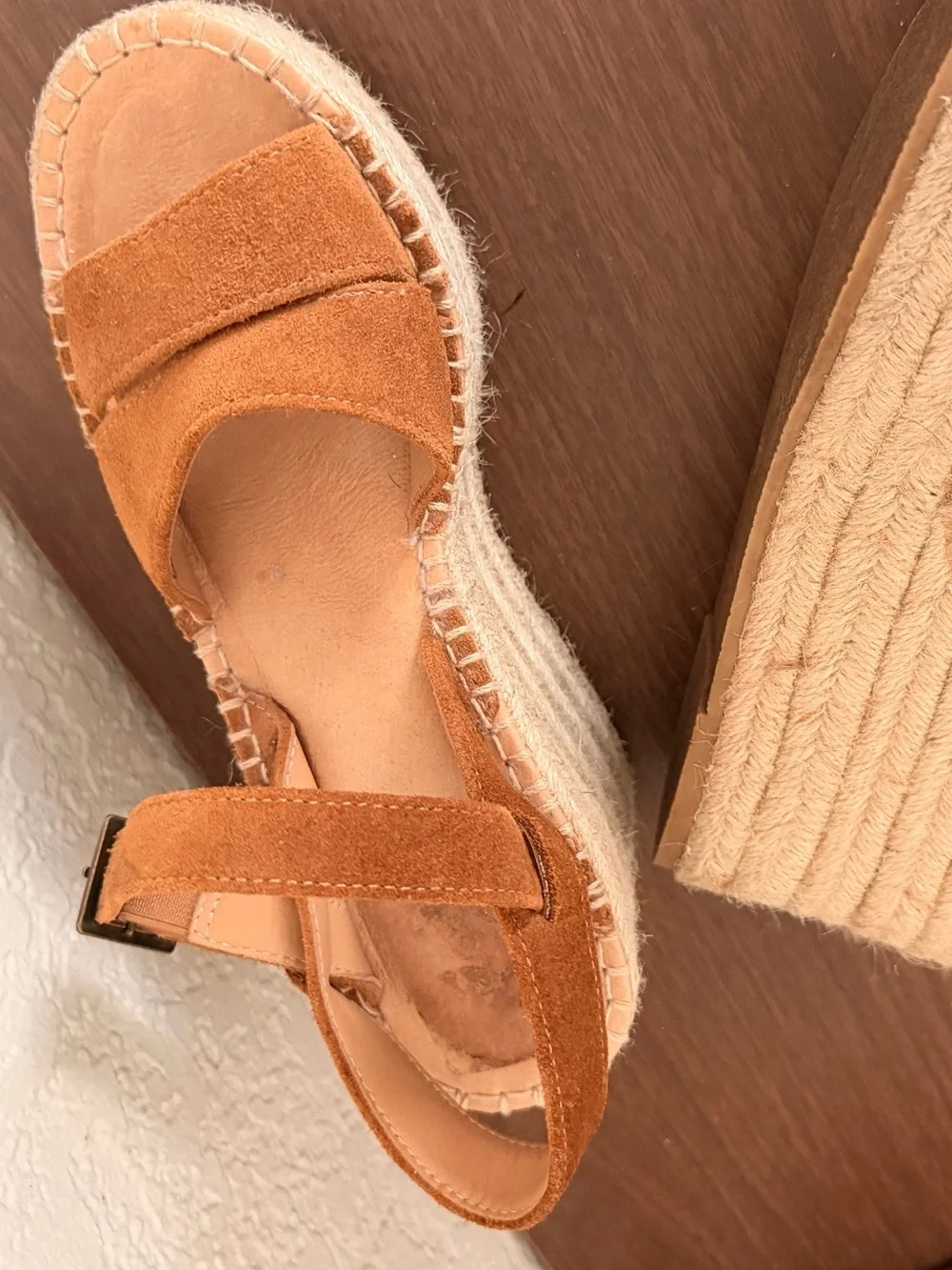 Soludos Womens Como Platform Wedge Sandals Brown suede size 6 preowned